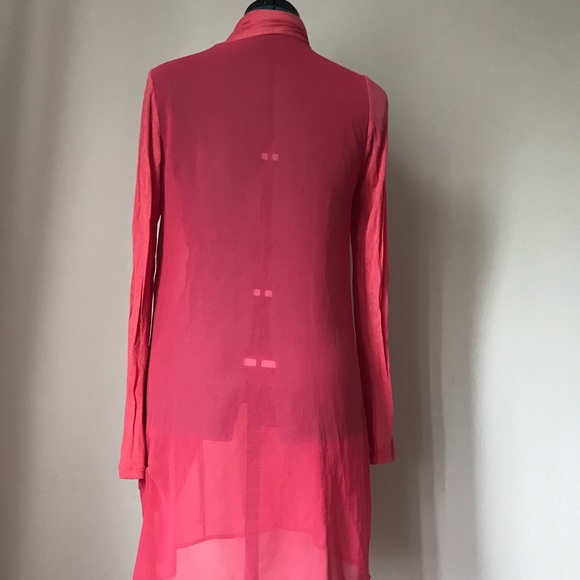 SOLDCoral pink peach chiffon oversized cardigan - Picture 5 of 5